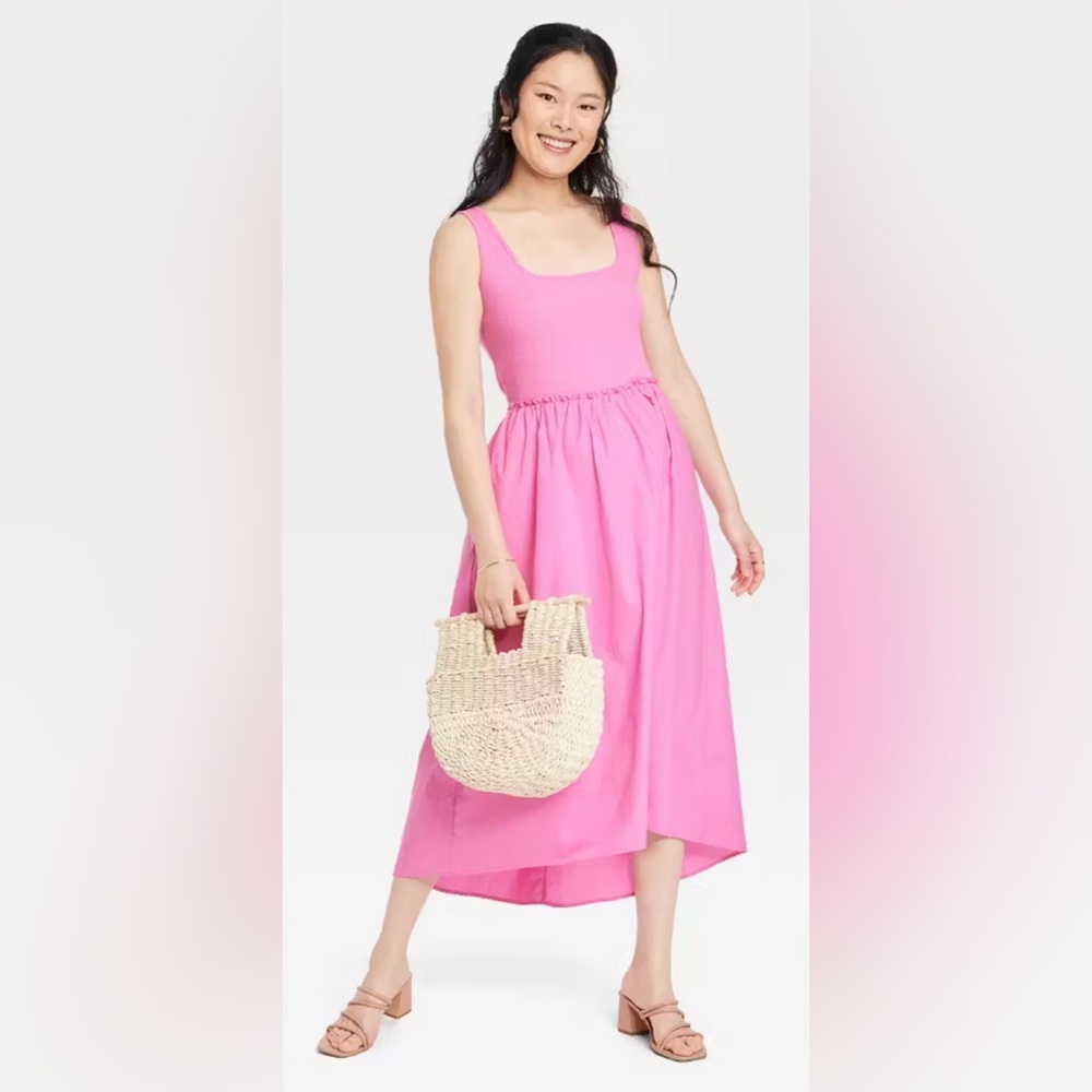 A NWOT New Day Women's Midi Ballet Dress w/ Pockets~Pink